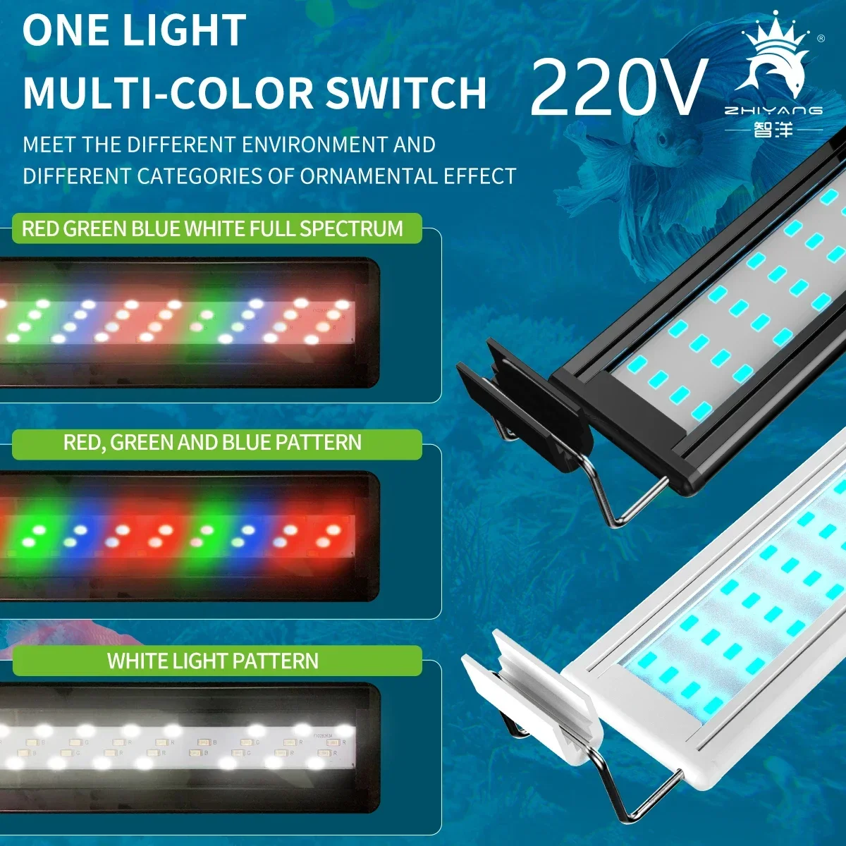 Aquarium Fish Green - 220V aquariumlicht LED-lichtstandaard grastank rood groen