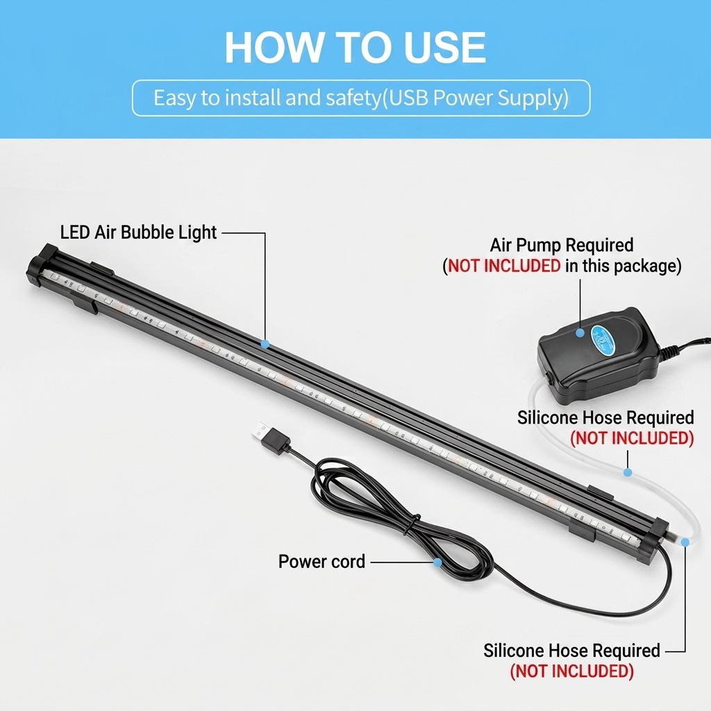 USB LED Aquarium Luchtbellenli - Aquarium Fish Lamp recensie en prijs